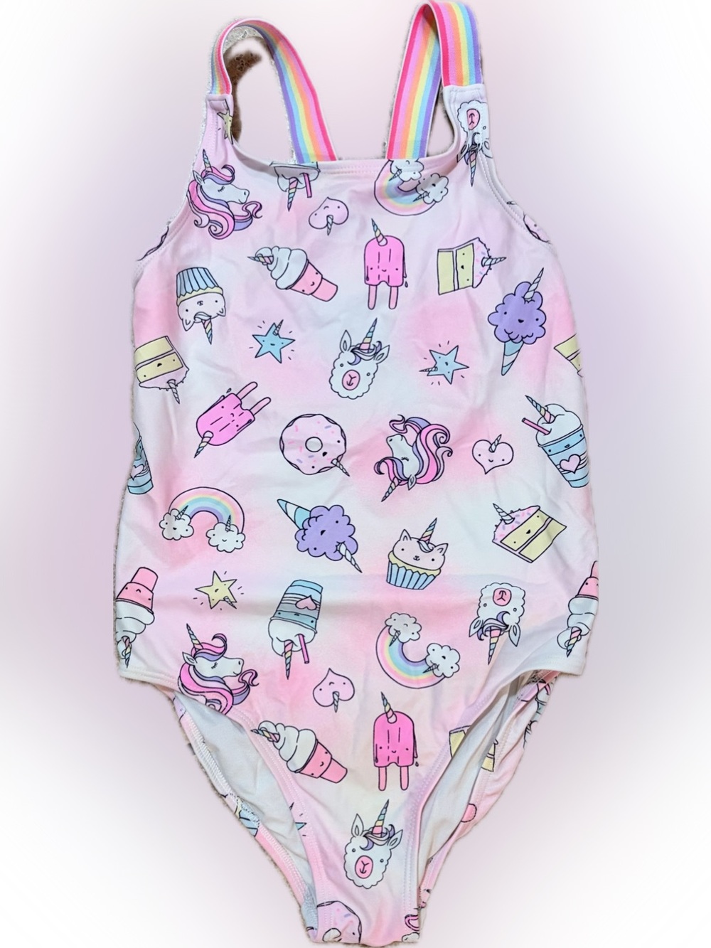 Children’s Place Pink Rainbow-Striped Girls' Swimwear Top